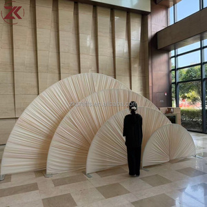 ZKAI Elegant <strong>Wedding</strong> Semicircle <strong>Backdrop</strong> Decoration Fan Shaped <strong>Stands</strong> and Drapery <strong>Backdrop</strong> Arch - Product Image 2