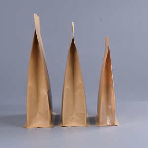 Sac en papier <span class=keywords><strong>kraft</strong></span> personnalisé avec fermeture à glissière et fenêtre, pochette debout à fond plat, pour emballage alimentaire de noix, nouilles et aliments pour animaux de compagnie - Product Image 4