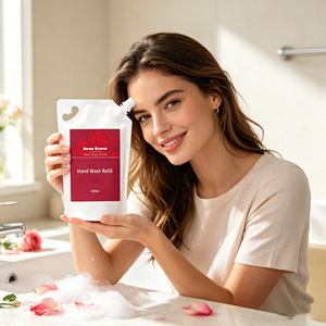 <span class=keywords><strong>Recharge</strong></span> de <span class=keywords><strong>Savon</strong></span> Moussant Personnalisé pour les Mains, Parfum Floral Thé Vert Rose, Nettoyant Doux en Sachet pour Usage Domestique, Fournisseur en Gros - Product Image 6