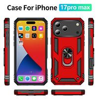 Casing penutup braket cincin logam PC TPU kelas 4 in 1 untuk iphone 17 air 16 15 14 13 12 11 Pro Max SE XS XR Max 8 7 6 Plus casing