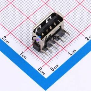 XUBF-012-0403-A USB Connector Bent Lead Through Hole Connector Type-A USB 2.0 Female Right Angle Insert - Product Image 1