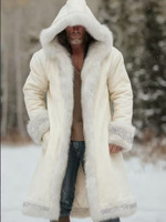 Vente en gros usine Laise Manteau long à capuche pour homme en polyester, style robe de Père Noël, avec bordure en fausse fourrure et motif de poignets celtiques, pour fête de Noël