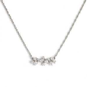 Moissanite <b>Cluster</b> Pendant Necklace 925 Sterling Silver Floral Station Necklace Dainty Bridal Fine Jewelry for Women Wholesale - Product Image 3
