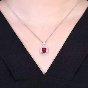 <b>Solid</b> 18K <b>Gold</b> 1.66ct Natural Unheated Pigeon Blood Ruby <b>Pendant</b> Inlaid With 24 Pcs Accent Diamonds fine Jewelry luxury <b>pendant</b> - Product Image 4