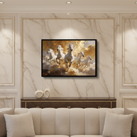 Tableau mural Cheval en feuille d'or, peint à la main à l'huile sur toile, impression personnalisée écologique, paysage pour décoration de salon, encadré