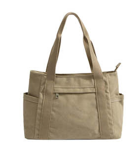 Sac fourre-tout en toile grand format avec logo personnalisé, sac bandoulière décontracté, bagage tendance pour les vacances d'été, sac de voyage, sac de shopping - Product Image 5