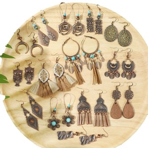 Bohemian Geometric <b>Drop</b> Earrings Alloy Antique <b>Bronze</b> Plated Women's Fashion Dangle Jewelry 2024 - Product Image 5