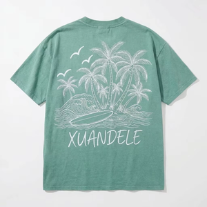 T-shirt unisexe en coton coupe décontractée avec motif graphique <span class=keywords><strong>de</strong></span> cocotier style line art minimaliste estival, idéal <span class=keywords><strong>pour</strong></span> les vacances à la plage - Product Image 4