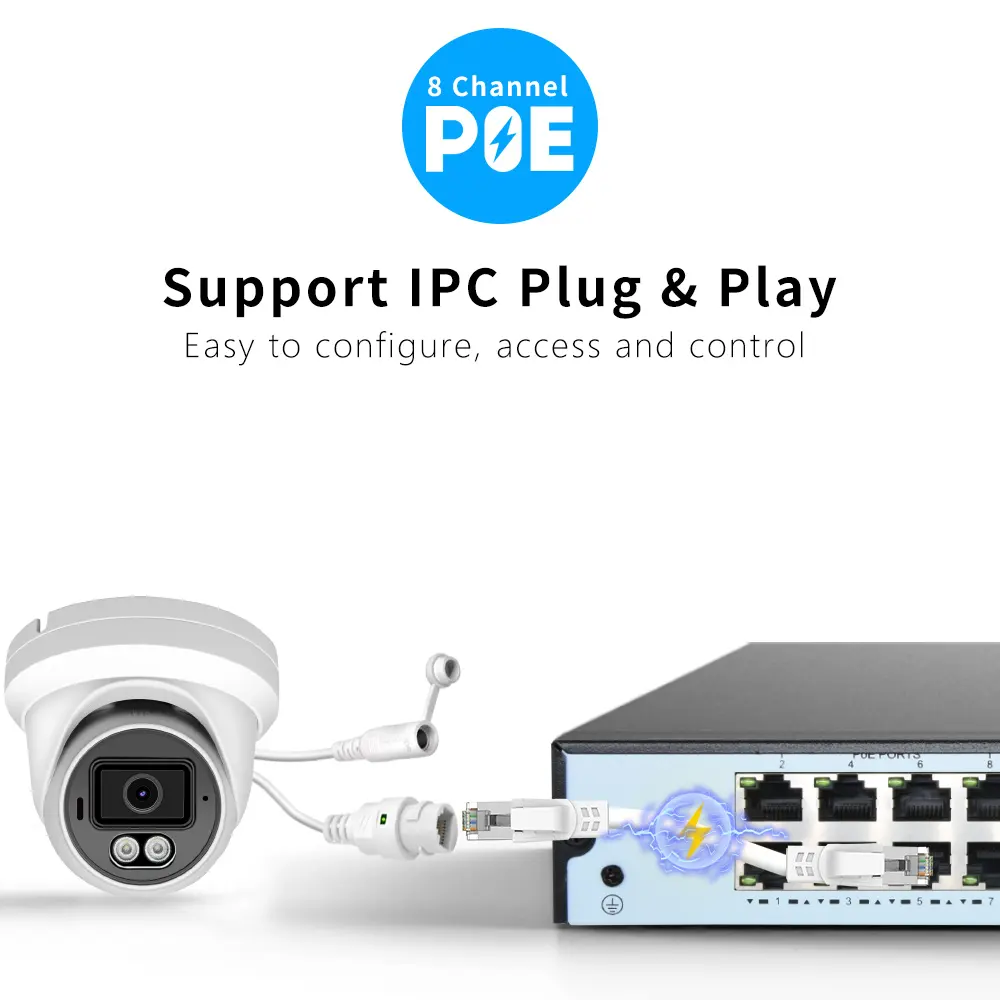 Kamera peluru kubah POE 4K 8MP, Kit NVR HD semua dalam satu 4CH 8CH 16CH, Alarm deteksi gerakan luar ruangan dengan sistem kamera keamanan Audio