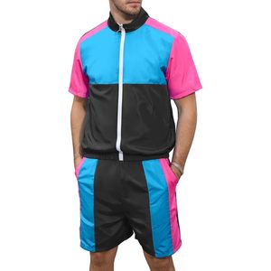 Conjunto Deportivo Yisfri para Hombre, Estilo Vintage de los 80s y 90s, de Secado Rápido, con Pantalones Cortos y Camiseta de Manga Corta, Estilo Disco - Product Image 1