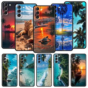 ภาพชายหาดในช่วงฤดูร้อนพระอาทิตย์ตกดินบนทะเลเคสต้นปาล์มสำหรับ Samsung Galaxy S24 S23 S22 S20อัลตร้า S21 FE 5กรัม S10 S9บวก S10E ฝาครอบ S8 - Product Image 1