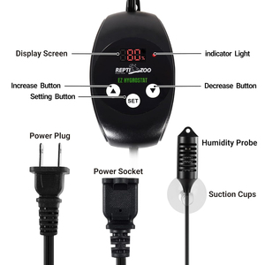 REPTIZOO Hygrostat numérique, contrôleur d'humidité LED, humidistat pour reptiles, contrôle de l'humidité pour <span class=keywords><strong>terrarium</strong></span> de reptiles, humidificateur, <span class=keywords><strong>brumisateur</strong></span> - Product Image 6