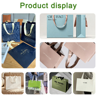 Sac cadeau d'entreprise personnalisé avec logo, emballage haut de gamme en papier bleu, sac de luxe pour bijoux