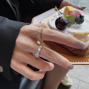 Fashion Casual Daily Wear Jewelry Copper 14K Gold Filled Micro Pave Zircon <b>open</b> <b>rings</b> Wholesale for women - Product Image 3