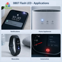 LED con Flash Rápido/Lento 0807, IC de Flash Integrado, Parpadeo Automático MCU, Regulable, Garantía de 2 Años, Venta al por Mayor, IATF 16949, MOQ Flexible 4000