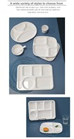 Plateau carré blanc A5 pour restauration rapide, assiette repas compartimentée pour cantine étudiante, ensemble de bols à quatre/six compartiments, vente en gros