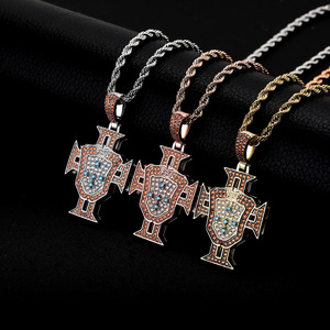 Collar de Cadena con Colgante de Insignia de Club de Fútbol Hip Hop de Europa y Estados Unidos, de Cobre, para Unisex - Product Image 6