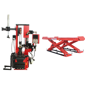 Démonte-pneus et équilibreuse de roues robustes rouges, force de pelle de 3000 kg, pour pneus de voiture de 12 à 28 pouces - Product Image 1