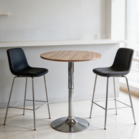 Table d'appoint ronde de restaurant de pub d'intérieur moderne à hauteur réglable Base en métal Table de bar portable à dessus en MDF facile à assembler