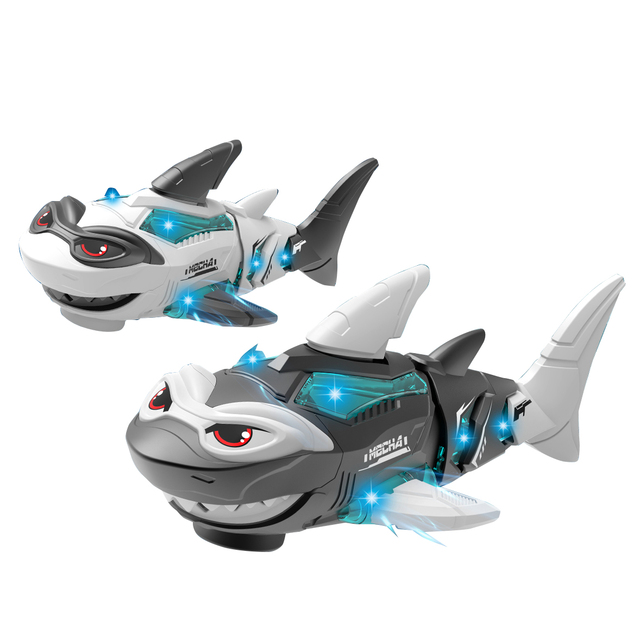 Electric Plastic Universal Wheel Shake Robot Bump and Go Shark Toy for Boys and Girls