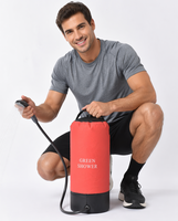 BAOLONG PW1027 Sac de douche portable pliable en bâche PVC 11L avec pompe à pied à pression pour le camping, la randonnée et les voyages en extérieur