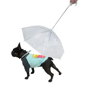 Custom Print Press Popular Walk Dog Leash Waterproof Compact Transparent Pet Umbrella For Dog