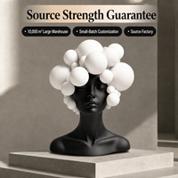 Sculpture de buste de femme en résine noire et blanche avec cheveux bouclés, figurine Pop Art pour salon, bureau et décoration de maison