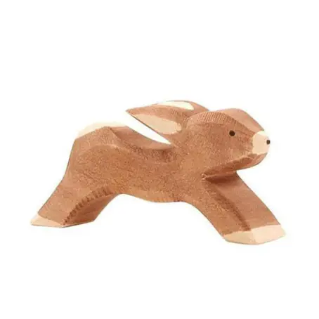 Wooden Running Rabbit Toy Folk Art Style Animal Bunny Craft Decoration for Toddlers Painted Educational Toy