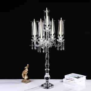 Portavelas de Cristal Transparente Hecho a Mano LANJO, con 5 Brazos, Pantallas de Cristal, Colgantes de Cristal, para Bodas de Lujo, Eventos Navideños - Product Image 2