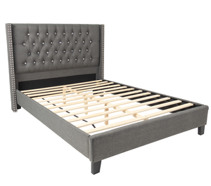 Modern Adjustable <b>Convertible</b> Luxurious Soft Queen <b>Bed</b> in Blue Gray - Product Image 1