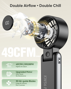 Ventilateur portable KW56, 8 m/s, 5 vitesses, moteur sans balais silencieux, batterie rechargeable 4000 mAh, pour <span class=keywords><strong>les</strong></span> voyages, la voiture, la maison et <span class=keywords><strong>les</strong></span> camping-cars - Product Image 4