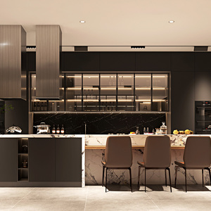 2025 새로운 디자인 사용자 정의 럭셔리 방수 방화 매트 스마트 나무 주방 캐비닛 - Product Image 1