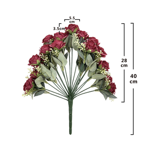 Fiori Artificiali di Seta all'Ingrosso, 24 Teste di Rose Felici di Alta Qualità per Decorazione d'Interni - Product Image 2
