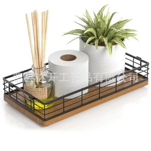 Wooden <b>Storage</b> <b>Tray</b> Rectangle 4-7 Compartments Easy To Clean Standing Type For Bathroom Countertop Organizing Miscellaneous - Product Image 3