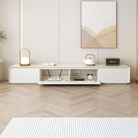 Meuble TV moderne et simple pour la maison, meuble TV pour salon avec peu d'espace, meuble de rangement au sol en bois massif blanc