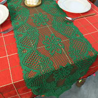 Noël Style américain Floral Durable dentelle chaîne tricoté gland nappe personnalisable pour fête à manger Table basse