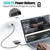 Station d'accueil USB-C 4-en-1 en alliage d'aluminium avec DP 4K 60Hz pour USB 3.0 4K 60Hz 2.1 et charge PD 100W