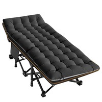 Lit de camping pliable portable pour adultes avec matelas pour la sieste à la maison, au bureau, en plein air, la randonnée, la pêche
