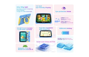 Scheda Blackview <span class=keywords><strong>3</strong></span> bambini Tablet Android 13 7 "Display Tablet Quad Core 2GB + 32GB batteria 3280mAh 1024*600 - Product Image 2