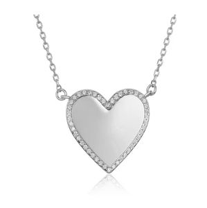 Jietao kalung hati kosong berukir baja tahan karat kalung berlapis emas 18k berlapis berlian perbatasan liontin hati - Product Image 2