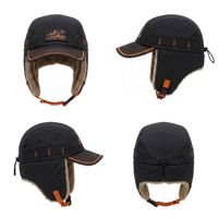 Casquette de baseball d'hiver coupe-vent avec cache-oreilles, doublure polaire, pour ski et chasse, bonnet trapper à boucle réglable, logo personnalisé pour homme, idéal pour les activités de plein air