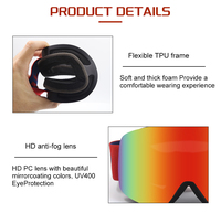 Jiepolly Uv400 Utilisation et PC Lentilles Ski Goggle Personnalisé Mode Adulte Double Lentille Magnétique Anti-buée Ski Lunettes