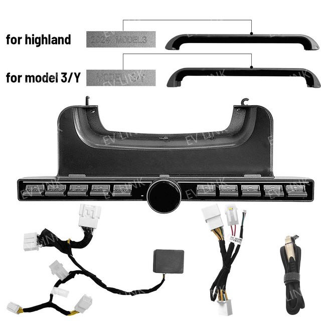 Car Accessory Touch Screen with Light Dock for Tesla Model 3/Y/3 Highland/Y Juniper Knob Console Base Extension Dock Car Adapter