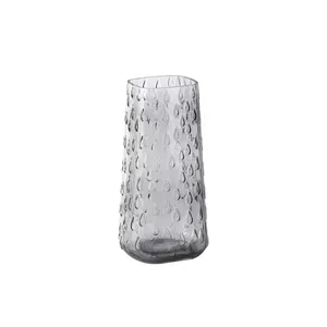 מכירות חמות תבליט יצירתי אנכי זכוכית הידרופוניקה אגרטלים שקופים שפופרת ישרה אגרטלי פרחים מזכוכית