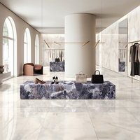 Carreaux de sol en porcelaine brillante 750x1500mm, haute résistance à l'usure, antidérapants, antibactériens, aspect travertin pour salon