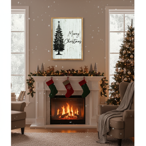 Decorazione Rustica Invernale per Albero di Natale, Stampa con Albero di Pino per Soggiorno, Camera da Letto, Ingresso, Insegne in Legno per Decorazione - Product Image 4