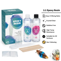 Résine Époxy 32OZ Transparente Anti-Jaunissement Sans Bulles Facile à Verser/Mélanger 1:1 Kit de Coulage Revêtement pour Fabrication de Bijoux DIY