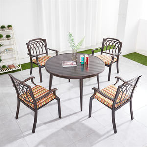 Venta al por mayor de aluminio fundido dia.<span class=keywords><strong>120</strong></span> <span class=keywords><strong>cm</strong></span> mesa redonda y sillas para comedor Cafetería Restaurante muebles de jardín al aire libre - Product Image 3