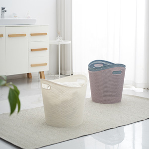 <b>Laundry</b> <b>Basket</b> Round Plastic Storage <b>Basket</b> Durable Clothing Organizer Bathroom Household Use - Product Image 1