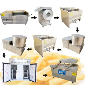 Linha de produção completa de batatas fritas de alta qualidade, máquina de fazer batatas fritas, linha de embalagem para secar e engadir batatas fritas